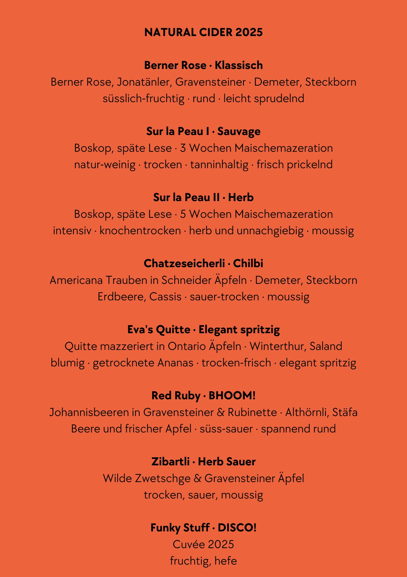 Natural Cider Kreationen 2025